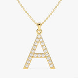 0.20 CT Round Moissanite Diamond Letter Pendant Necklace in Solid Gold 1