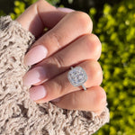 Stunning 3.0 CT Cushion Moissanite Engagement Ring with Pave & Halo Design 4
