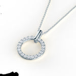 0.80 TCW Round Moissanite Diamond Circle Pendant Necklace in Solid Gold 1