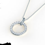 0.80 TCW Round Moissanite Diamond Circle Pendant Necklace in Solid Gold 1