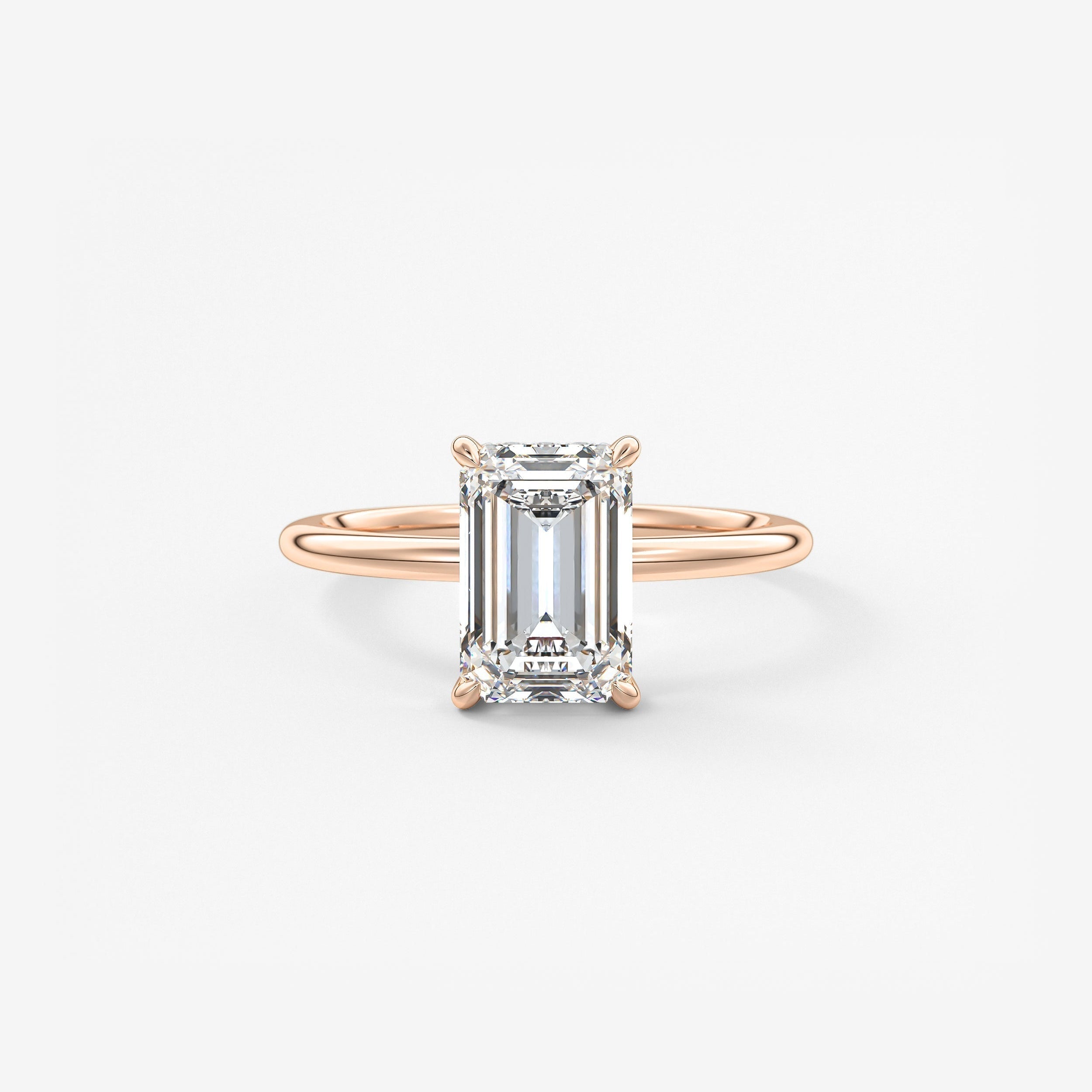 Emerald Hidden Halo Lab Grown Diamond Engagement Ring