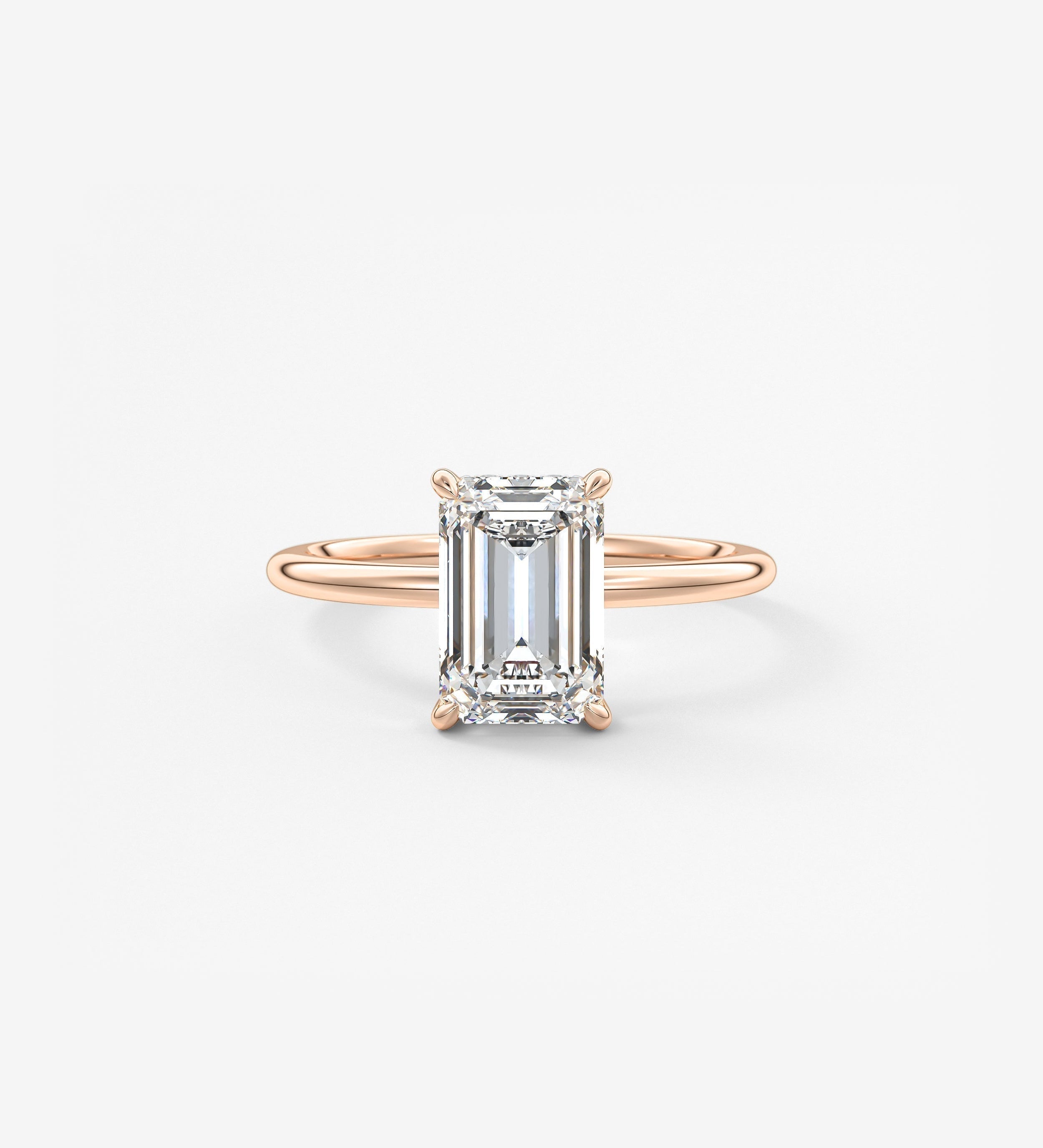 Emerald Hidden Halo Lab Grown Diamond Engagement Ring