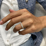Stunning 0.99 CT Emerald Moissanite Stones Half Eternity Wedding Bands 4