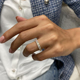 Stunning 0.99 CT Emerald Moissanite Stones Half Eternity Wedding Bands 4