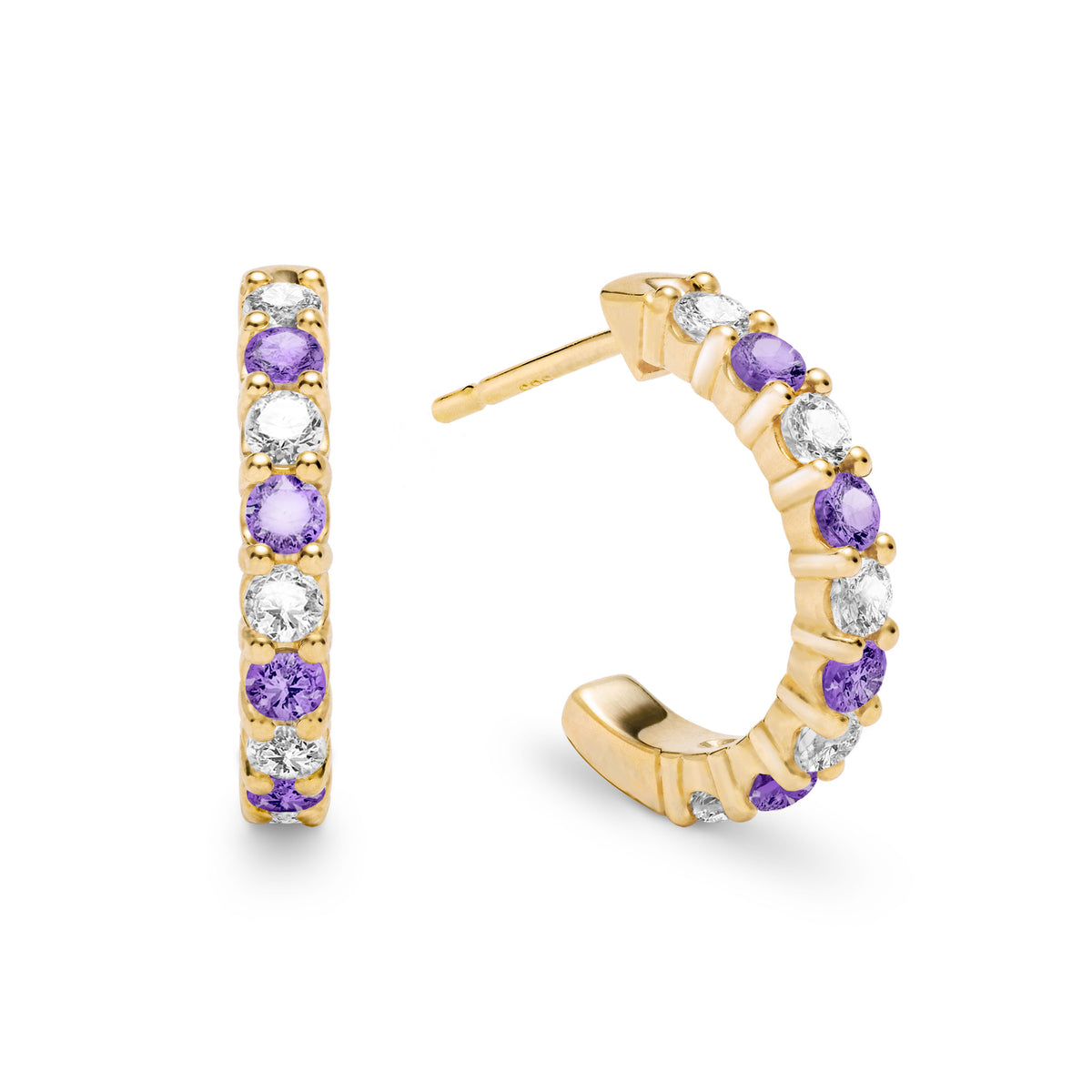 2.25 TCW Round Amethyst Lab Made Diamond- February Birthstone Earrings 1