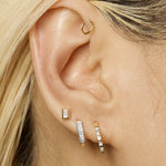 1.0 TCW Baguette Cut Moissanite Huggies Earrings in Gold 9