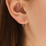 0.30 TCW Round Cut Moissanite Dainty Huggies Earrings in Gold 6