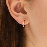 0.30 TCW Round Cut Moissanite Dainty Huggies Earrings in Gold 6