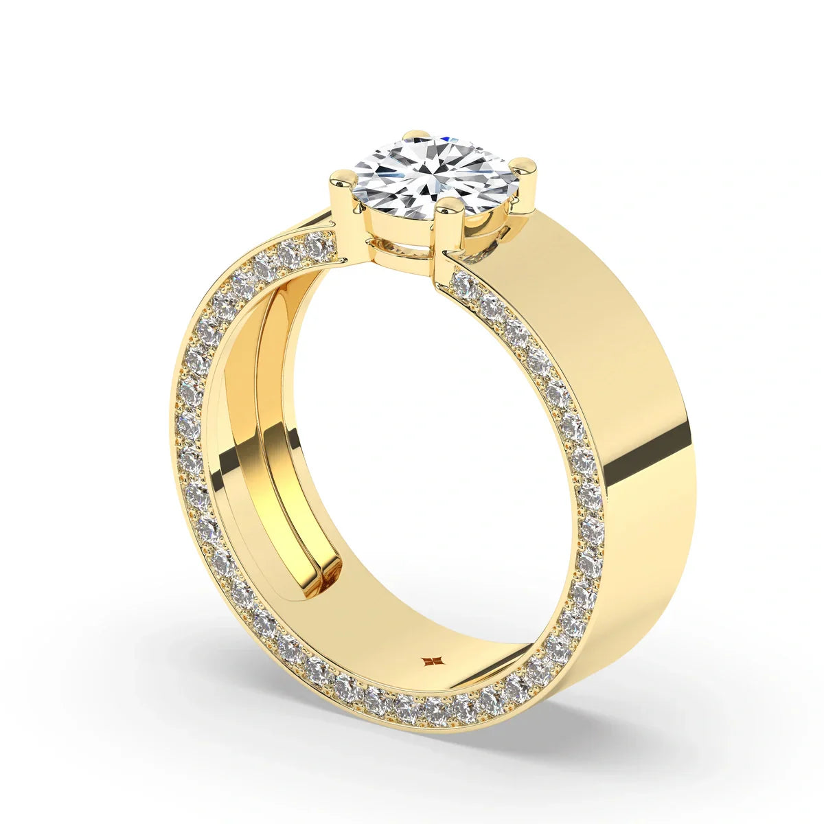 Stunning 1.0 CT Round Moissanite Men's Wedding Band with Solitaire & Hidden Diamond Design 3