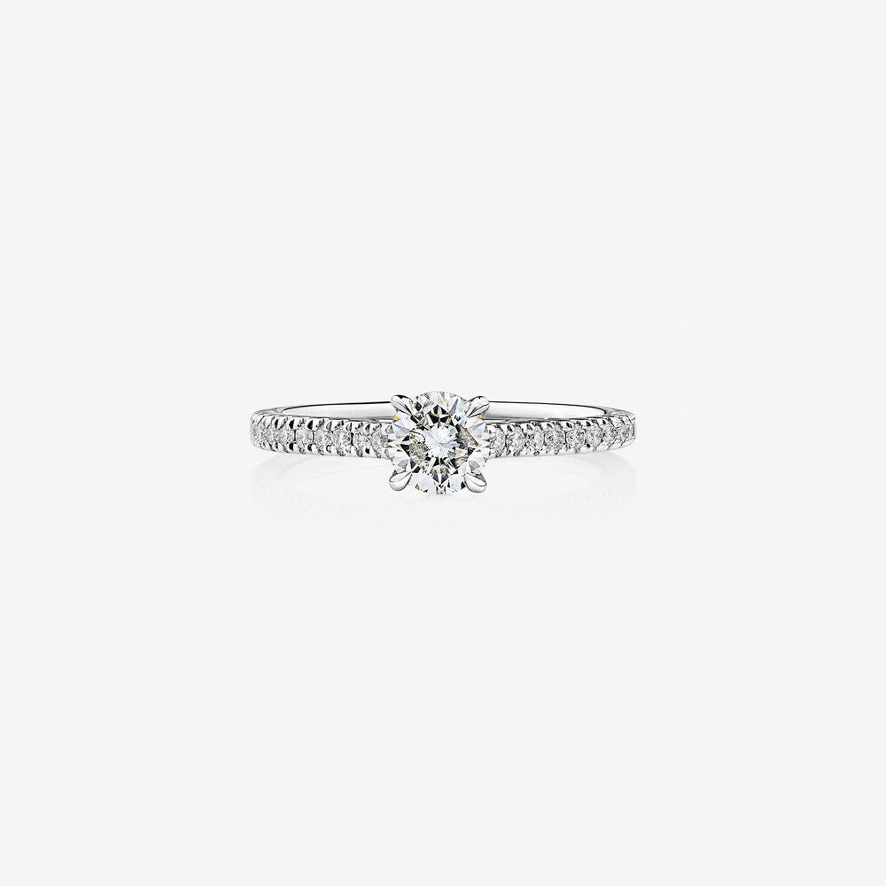 Stunning 0.78 CT Round Moissanite Engagement Ring With Pave Design 1