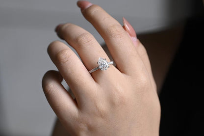 Stunning 1.0 - 2.0 CT Pear Moissanite Engagement Ring with Pave Design 6