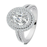 Stunning 0.5 CT Oval Moissanite Stones Engagement Ring In Double Halo & Pave Design 2