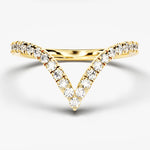 Stunning 0.40 TCW Round Moissanite Stones V-Shape Wedding Band 1