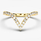 Stunning 0.40 TCW Round Moissanite Stones V-Shape Wedding Band 1