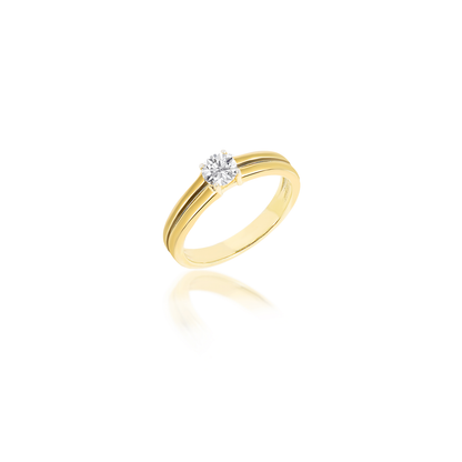 Delicate Moissanite Solitaire Men's Wedding Band with Round Cut Stones in Solid Gold 1