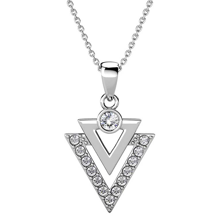 Round Cut Cubic Zirconia in 925 Sterling Silver Necklace 4