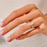 1.50 CT Oval Cut Moissanite Pave Bridal Ring Set with Round Half Eternity Wedding Bands 6