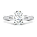 Stunning 0.5 CT Oval Moissanite With Criss Cross Pave Design Engagement Ring 1