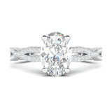 Stunning 0.5 CT Oval Moissanite With Criss Cross Pave Design Engagement Ring 1