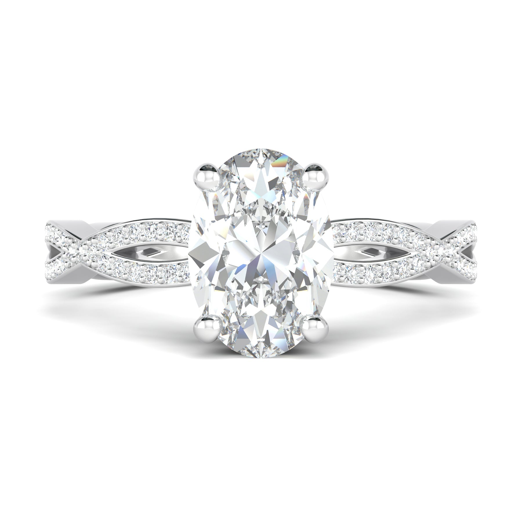Stunning 0.5 CT Oval Moissanite With Criss Cross Pave Design Engagement Ring 1