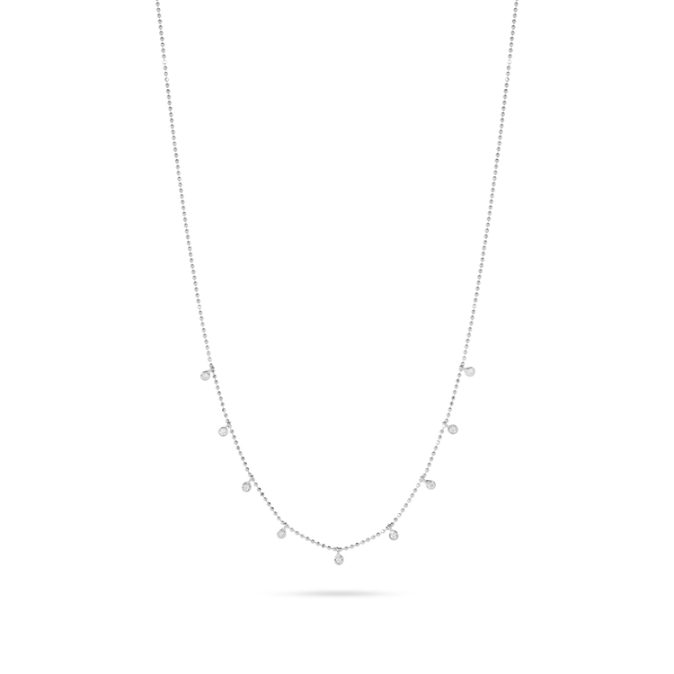 0.40 CT Round Moissanite Diamond Bead Cain Necklace in Solid Gold 6