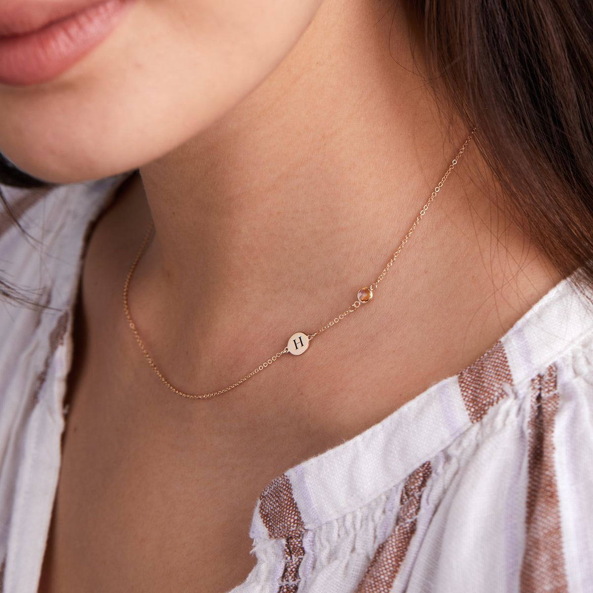 0.25 TCW Round Citrine Lab Made Diamond- November Birthstone Necklace 3