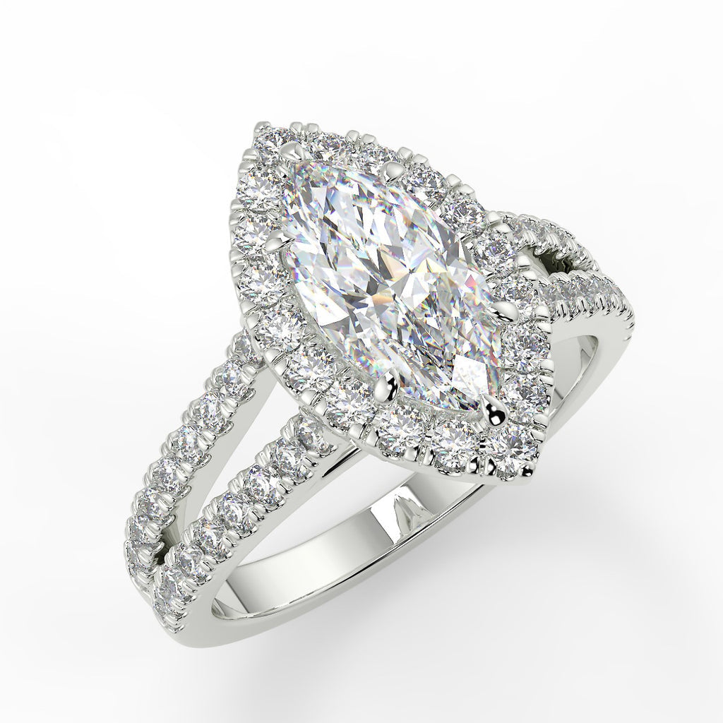 Stunning 1.05 CT Marquise Moissanite Engagement Ring with Halo & Split Shank Design 5