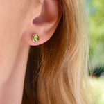 0.84 TCW Round Peridot Lab Made Diamond-August Birthstone Studs 11