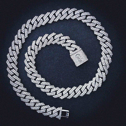 70 CT Round Moissanite Diamond Prong Link Silver Necklace For Him