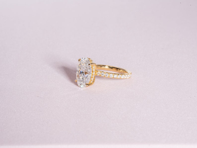 Stunning 3.50 CT Oval Shape Moissanite Engagement Ring with Hidden Halo & Pave Design 2