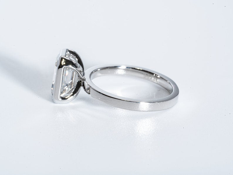 Classic 2.0 CT Emerald Moissanite Engagement Ring with Bezel Design 5