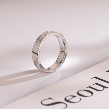 Delicate Moissanite Band with 0.20 TCW Emerald Cut Stones in Solid Gold 6
