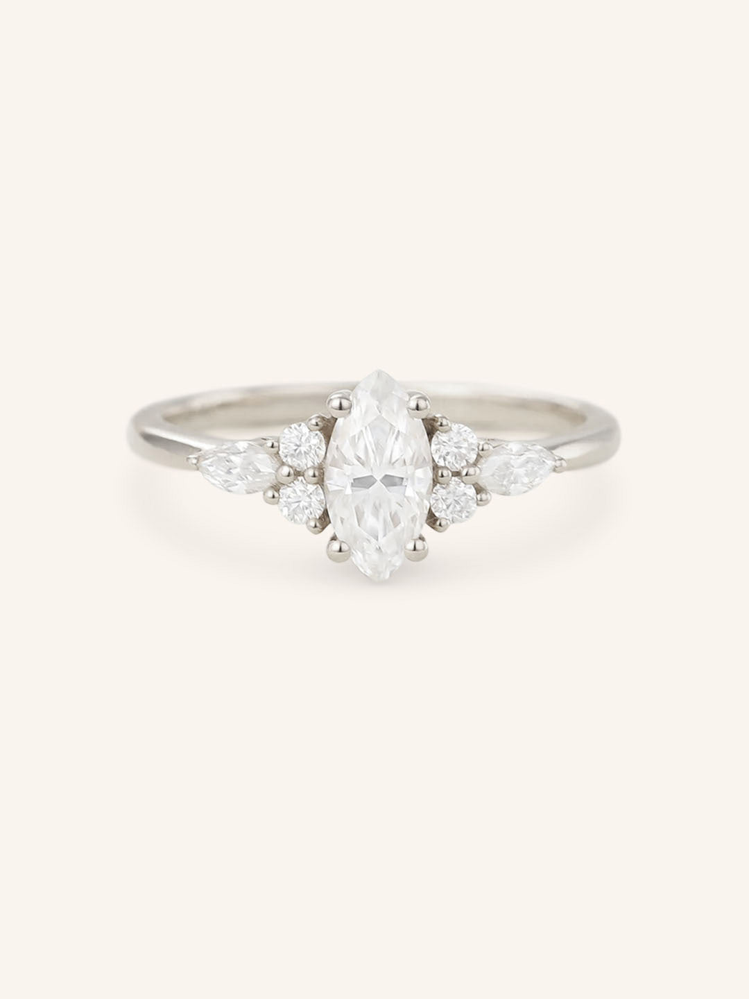 Stunning 1.5 CT Marquise Moissanite Engagement Ring with Cluster Design 4