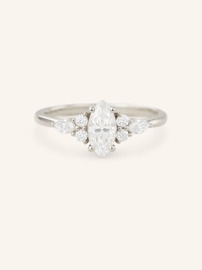 Stunning 1.5 CT Marquise Moissanite Engagement Ring with Cluster Design 4
