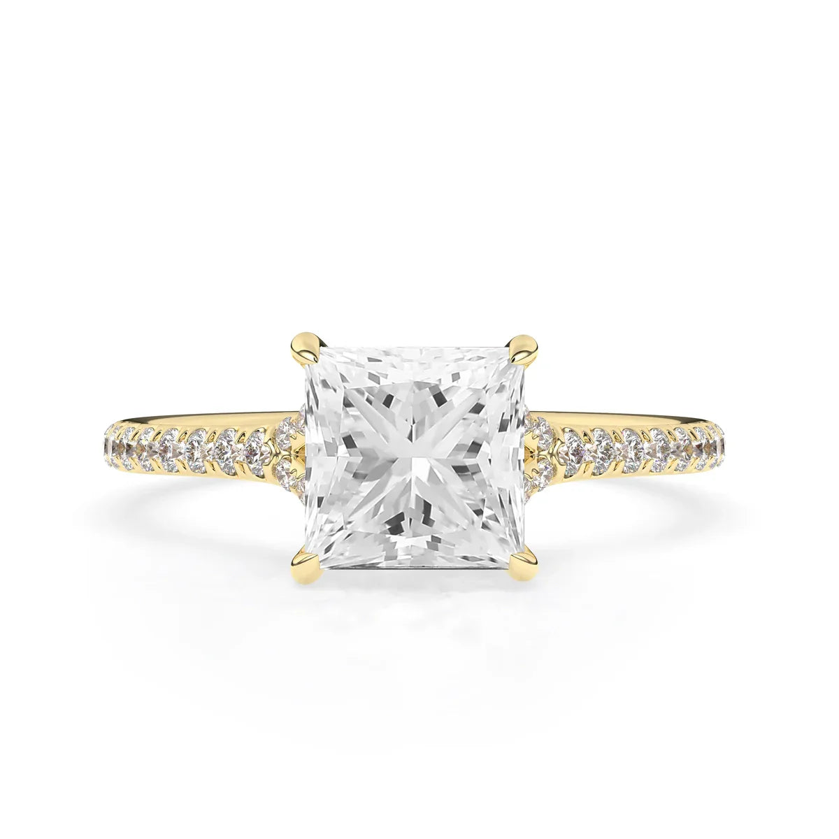 Stunning 2.0 CT Princess Moissanite Engagement Ring with Split Shank Design 1