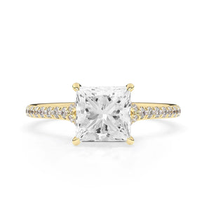 Stunning 2.0 CT Princess Moissanite Engagement Ring with Split Shank Design