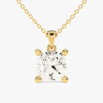 2.0 CT Cushion Moissanite Diamond Solitaire Pendant Necklace in Solid Gold 1