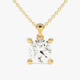 2.0 CT Cushion Moissanite Diamond Solitaire Pendant Necklace in Solid Gold 1