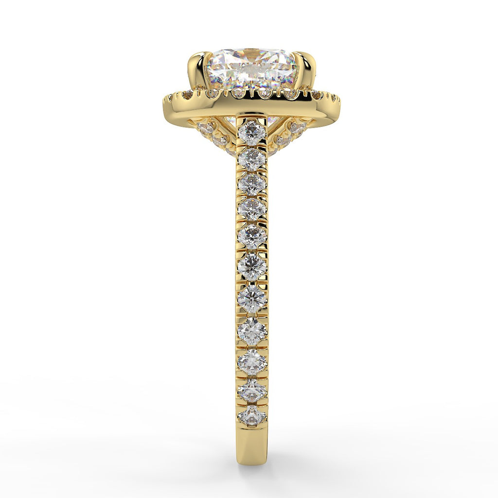 Stunning 2.40 CT Cushion Moissanite Engagement Ring with Halo & Pave Design 4
