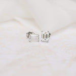 1.50 TCW Emerald Shape Moissanite Stud Earrings in Gold 8