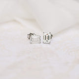 1.50 TCW Emerald Shape Moissanite Stud Earrings in Gold 8