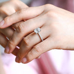 Stunning 1.0 - 2.0 CT Emerald Moissanite Engagement Ring with Hidden Halo Design 10