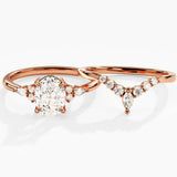 1.50 CT Oval Cut Moissanite Bridal Ring Set with Marquise & Round Wedding Bands 4