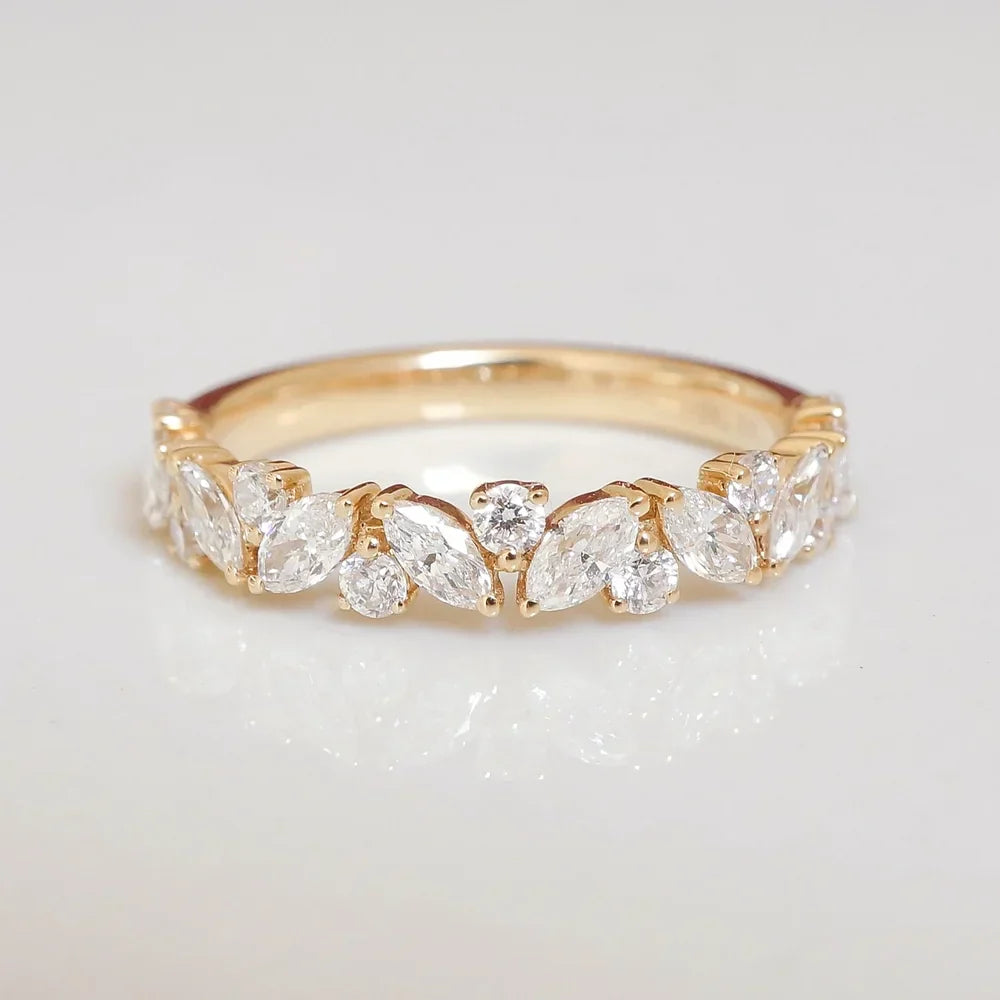 Stunning 0.4 TCW Marquise & Round Moissanite Stones Alternate Wedding Band 1