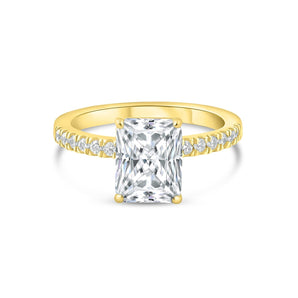 Stunning 3.0 CT Radiant Moissanite Engagement Ring in Pave Design