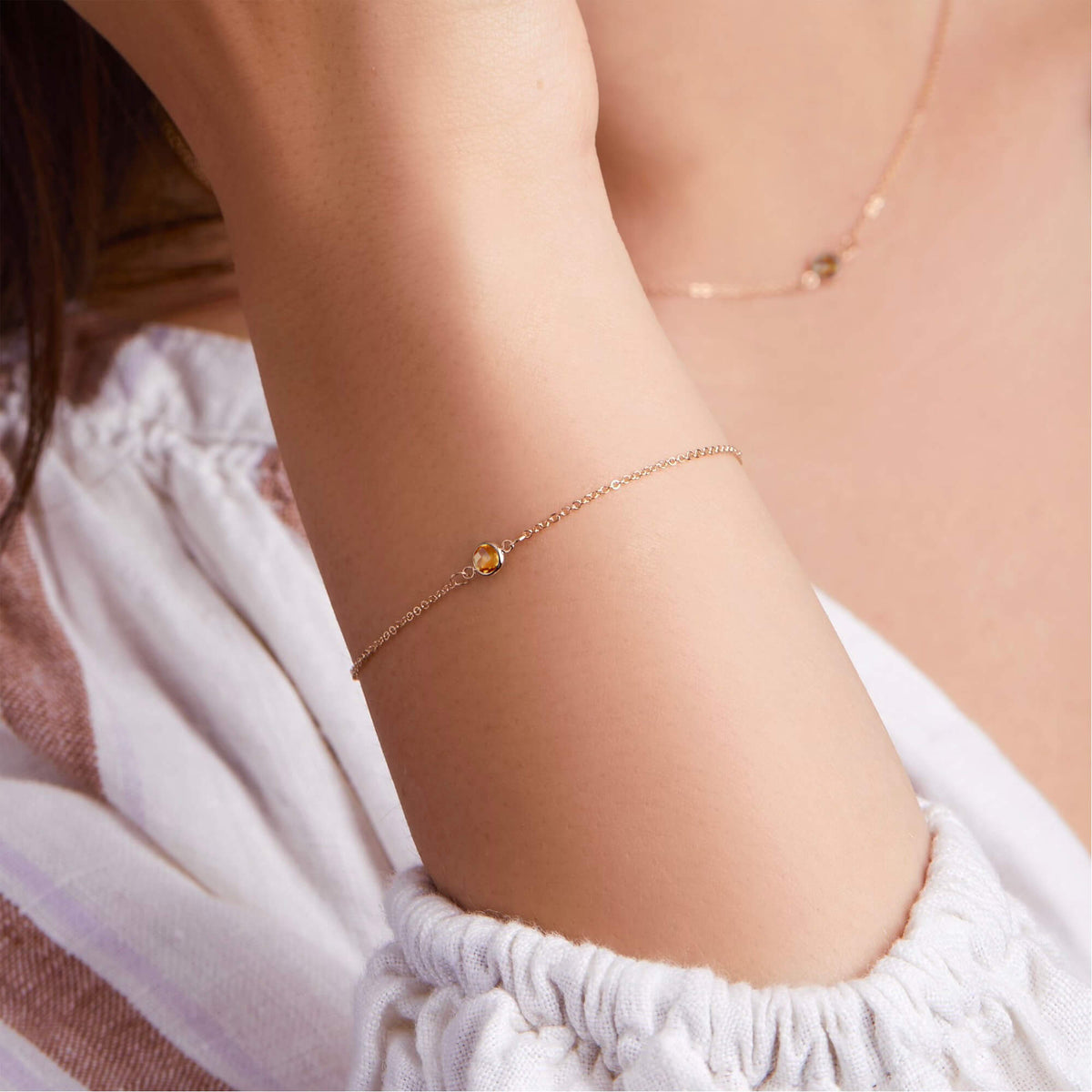 0.25 CT Round Citrine Lab Made Diamond-November Birthstone Bracelet 3