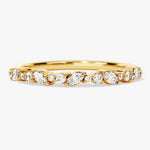 Stunning 0.30 CT Round & Marquise Moissanite Stones Alternate Diamond Wedding Band 1