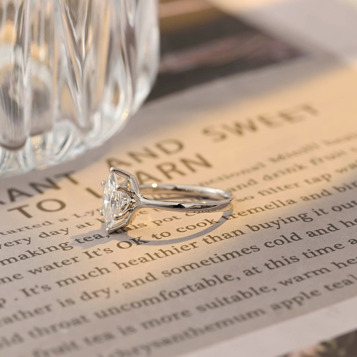 Stunning 2.0 CT Marquise Moissanite Engagement Ring with Solitaire Design 3