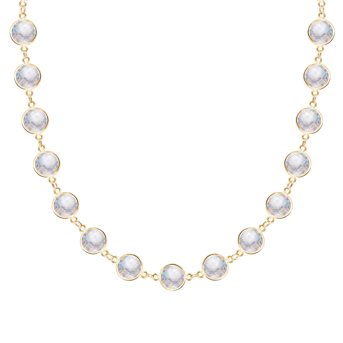 Round Moonstone Lab Made Diamond- June Birthstone Choker Necklace 1