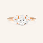 Stunning 1 CT Pear Moissanite Engagement Ring With Cluster Design 4